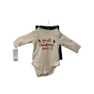Carters Newborn Baby First Christmas Ever‎ Long Sleeve Bodysuit Pants Set Green